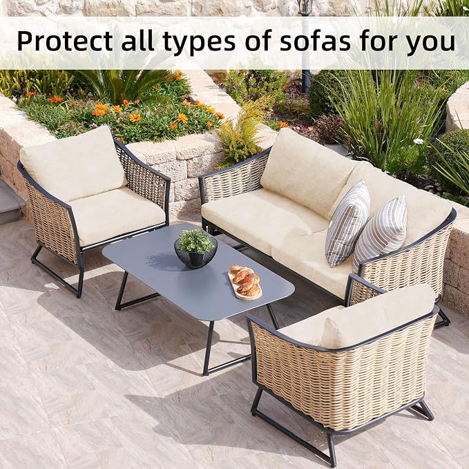 8Pcs Stretch Velvet Patio Cushion Cover, - Image 4
