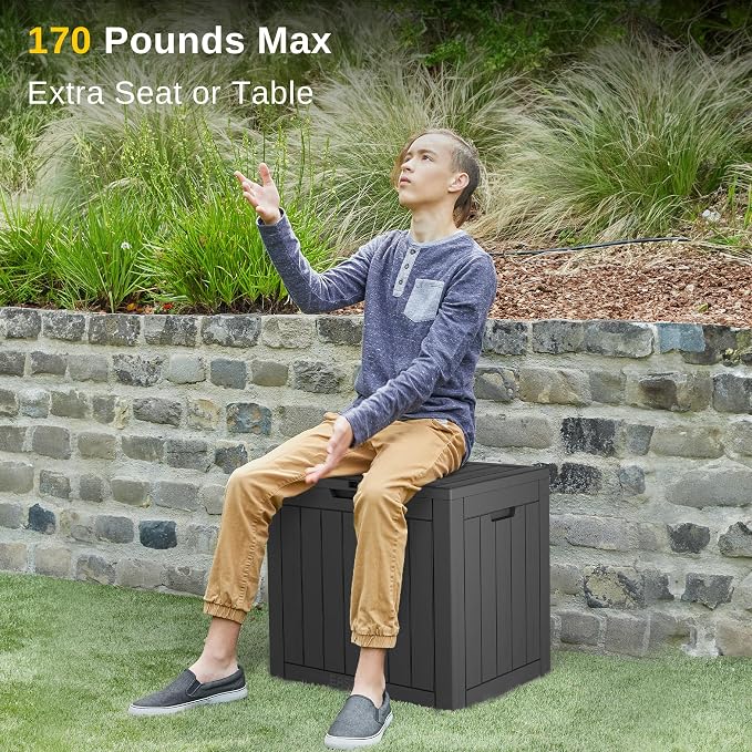 EAST OAK Outdoor Storage Box, 31 Gallon Deck Box, Waterproof Resin Storage Bin - Image 2