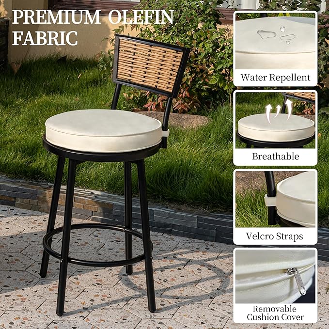 PIZZELLO 3-Piece Patio Swivel Bar Set - Image 7