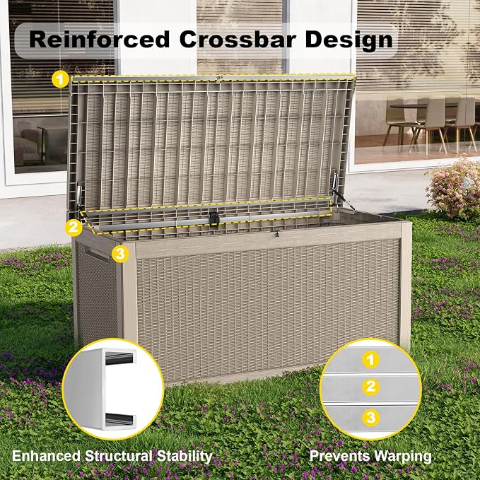 320 Gallon Outdoor Deck Box, Lockable Waterproof Outdoor Storage Boxes - Image 4