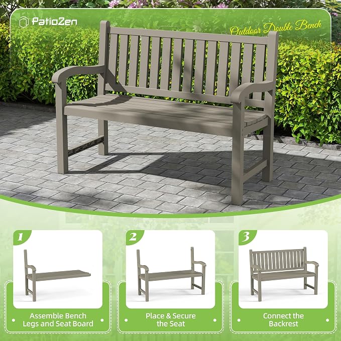 Outdoor Bench, Waterproof & Weatherproof Garden Bench - Image 6