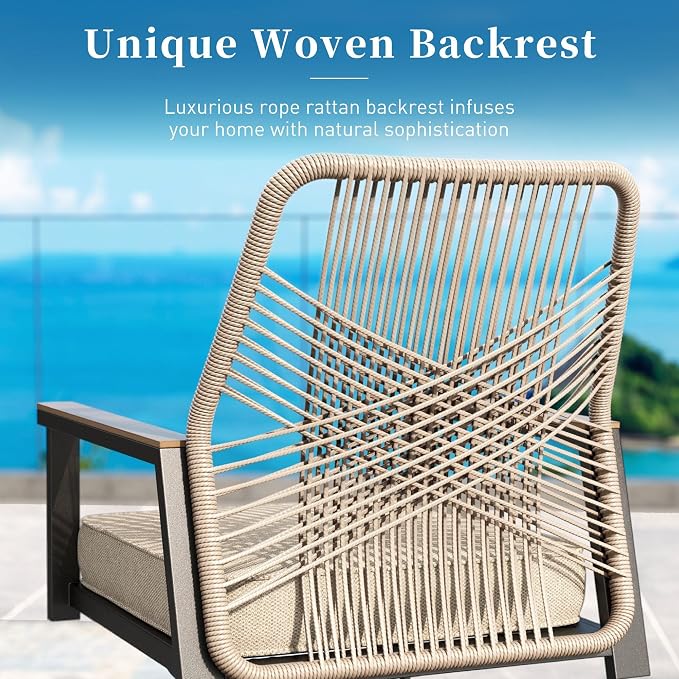 Patio Dining Set 5 Piece, 4 x Woven Rattan Swivel Chairs - Image 2