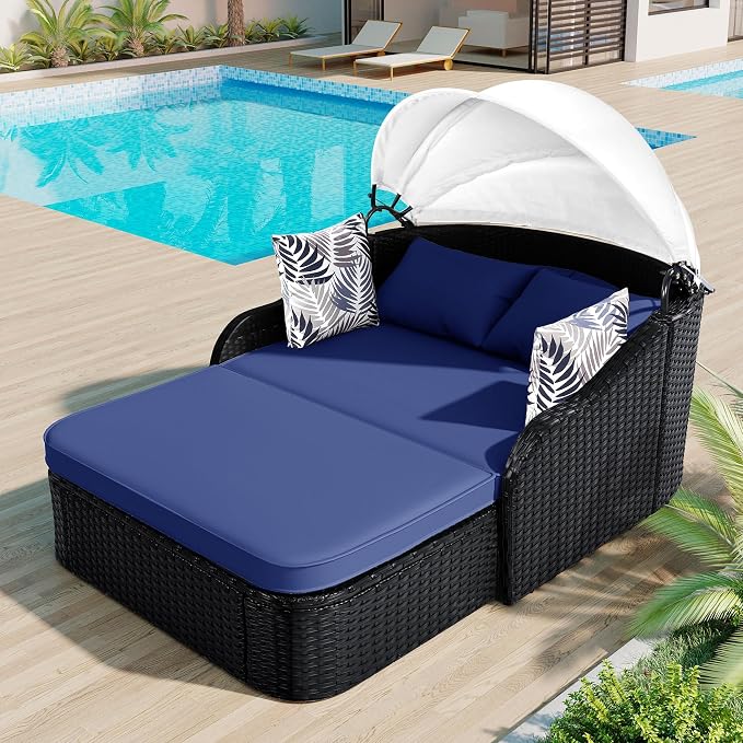 Merax Outdoor Patio Rattan Daybed Sunbed by Merax