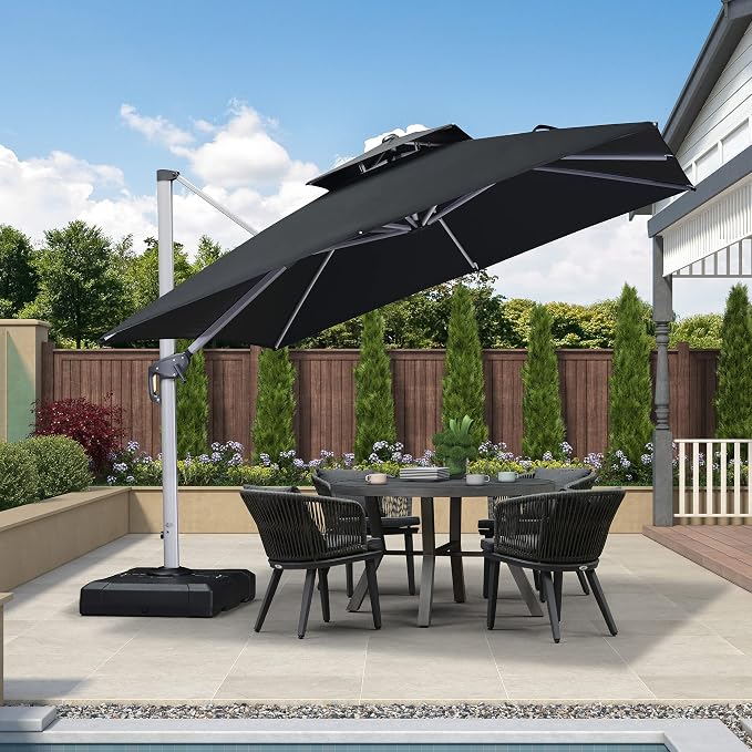 PURPLE LEAF 10ft Patio Umbrella Outdoor Square Umbrella Large Cantilever - Image 2