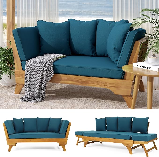 Merax Outdoor Patio Convertible Sofa Couch, Luxury Green Sectional Daybed by Merax