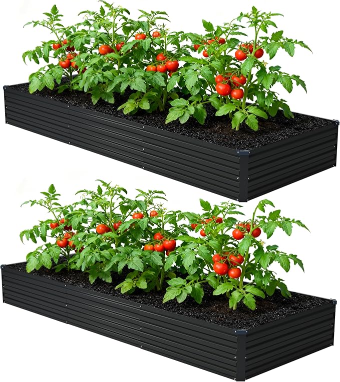 12x4x1ft Galvanized Raised Garden Bed, Outdoor Planter Box Metal Patio Kit by Foxlang