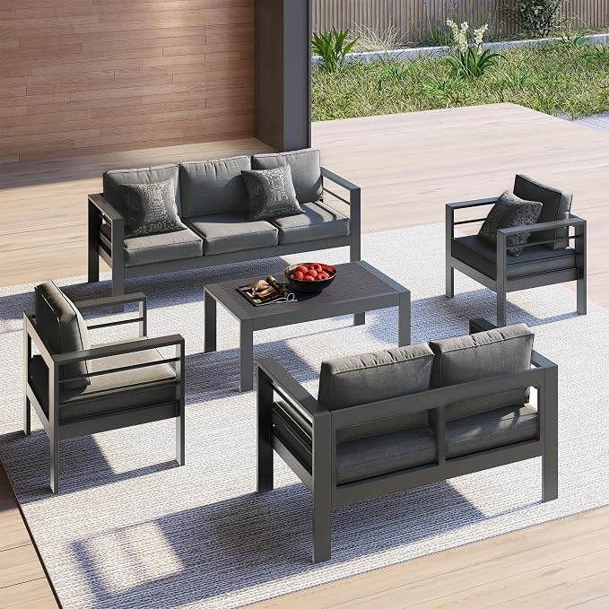 Kiss the Water Outdoor Patio Metal Furniture Chair, Deep Seating Patio Couch - Image 6