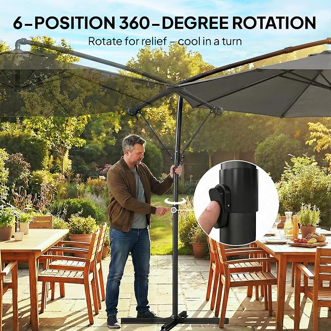 Outsunny 10 ft Offset Patio Umbrella - Image 5