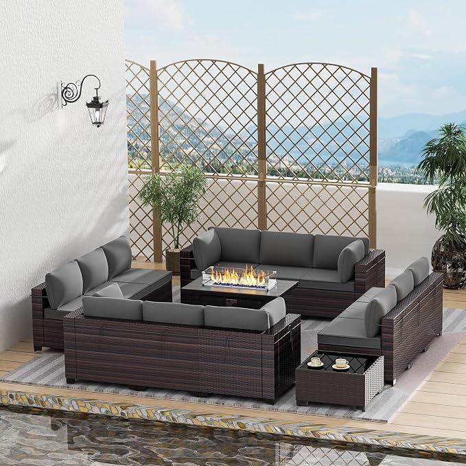 Outdoor Terrace Furniture Set, 15 Piece Outdoor Furniture Set, - Image 9