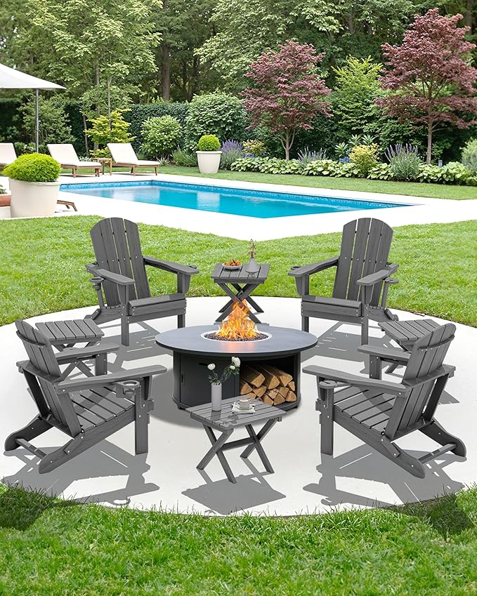 SERWALL Small Folding Side Table, HDPE Outdoor End Table - Image 11