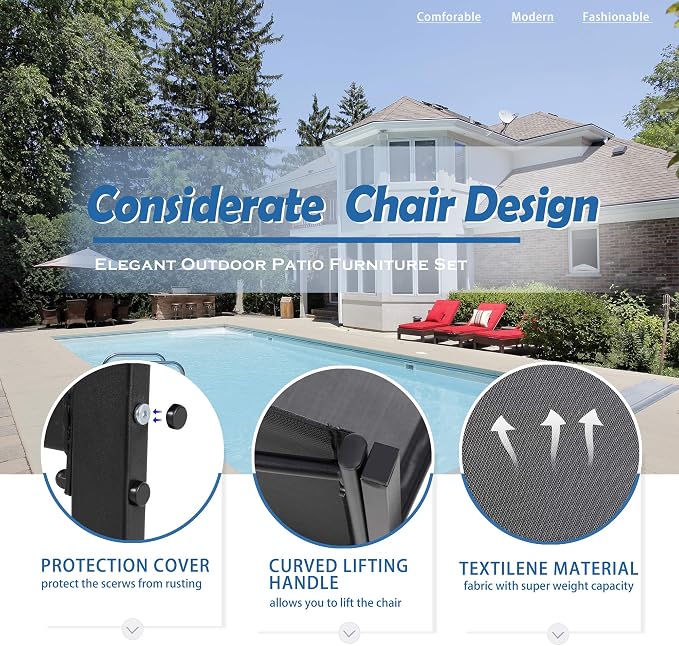 Vongrasig 4 Pieces Patio Furniture Sets, Outdoor Patio Conversation Sets - Image 4
