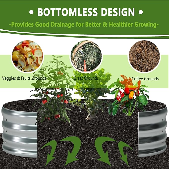 8x4x1ft Galvanized Oval Raised Garden Bed, Outdoor Planter Box Metal Patio Kit - Image 5