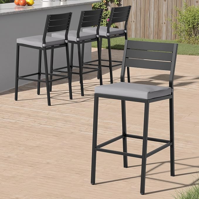 Crestlive Products Outdoor Bar Stools Set of 4, Patio Counter Height Barstools - Image 8