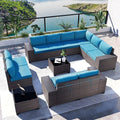 Kullavik Outdoor Patio Furniture Set, 12 Pieces Sectional Rattan Sofa Set Brown by KULLAVIK
