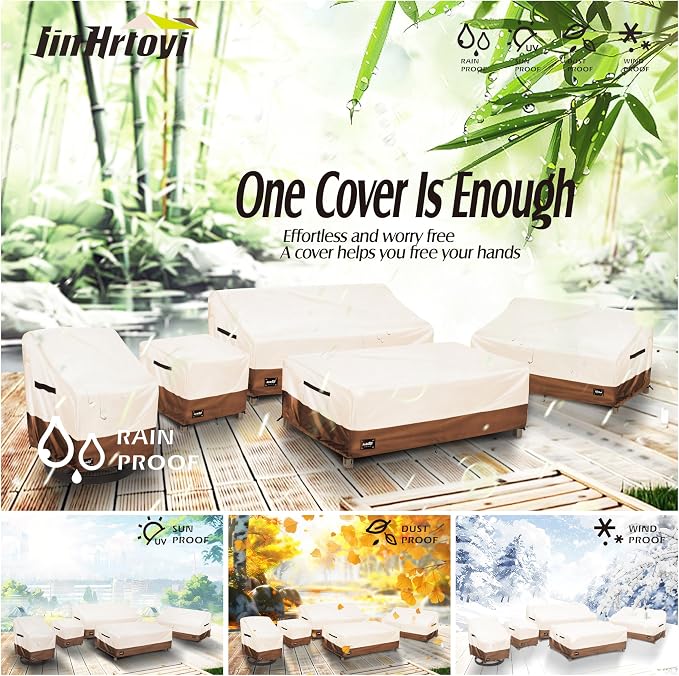 JinHrtoyi Patio Coffee Table Cover, 36Wx24Dx16H Inches 100% Waterproof Heavy - Image 7