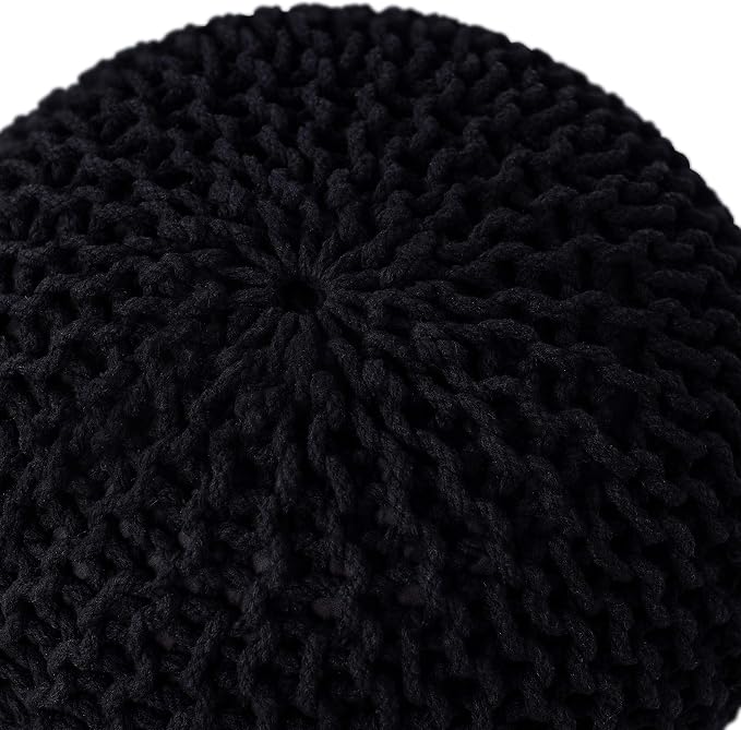 BIRDROCK HOME Round Pouf Ottoman | Cotton Braided Foot Stool - Image 9