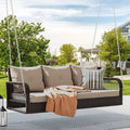 DWVO 3 Seats Porch Swing Hanging Bench Swing Outdoor Wicker Patio Swing Lounge by DWVO