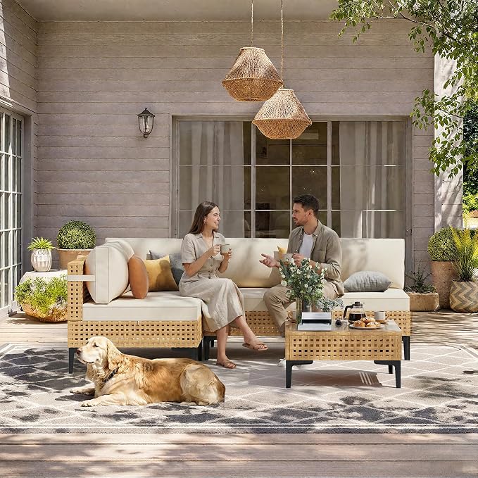 ABCASA Patio Furniture Set, 5-Piece Wicker Outdoor Patio Furniture Sets - Image 7