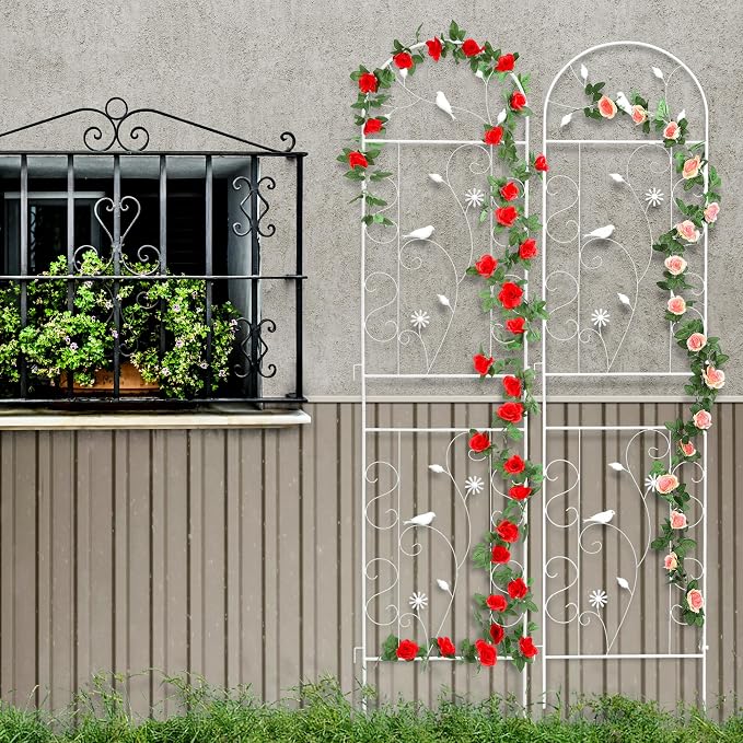 Metal Garden Trellis for Climbing Plants, 86.5" x 19.7" Metal Plant Trellis - Image 6