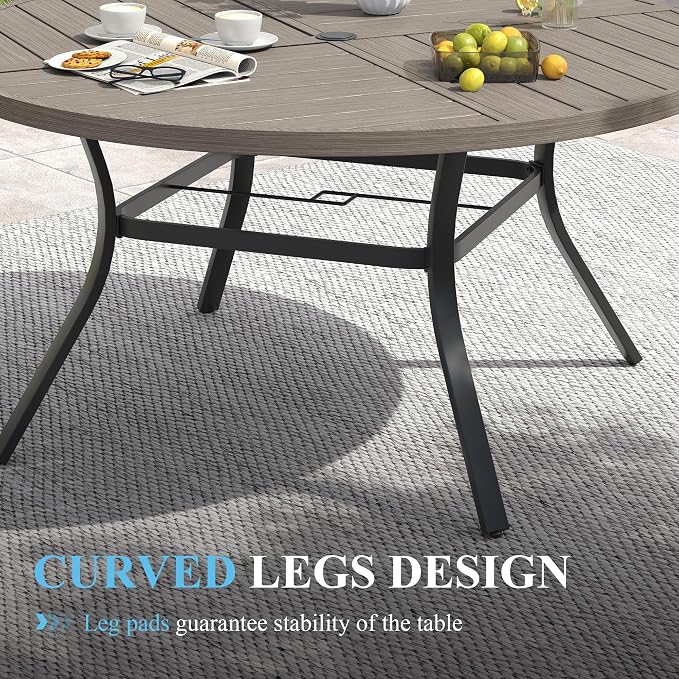 VICLLAX Patio Table and Chair Set of 10, All Weather Metal Round Outdoor Dining - Image 6