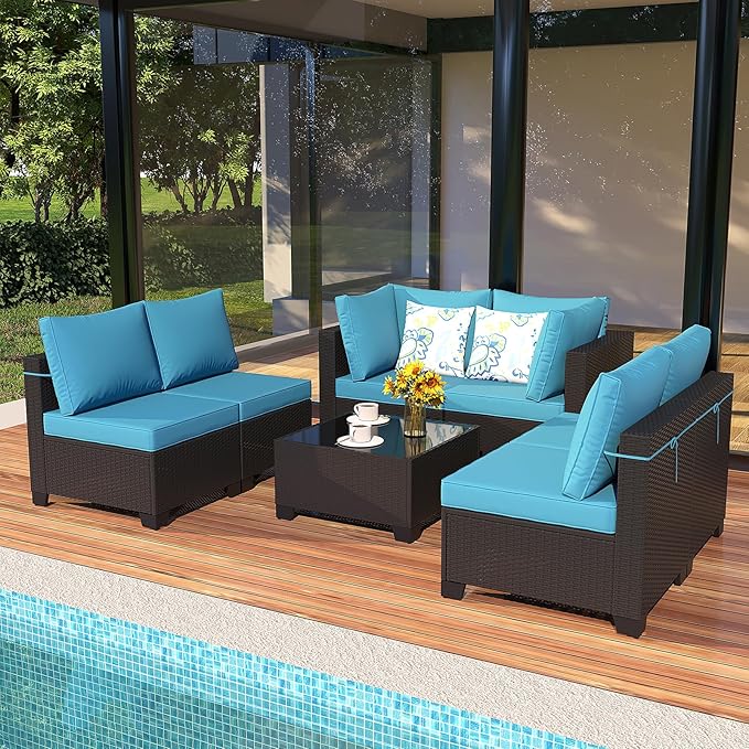 Outdoor Wicker Patio Furniture Set, Rattan Sectional Sofa Set - Image 6