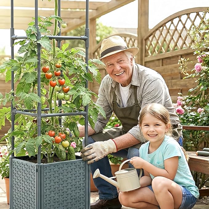 Raised Garden Bed with Tomato Planter Cage, 67.6" Trellis Planter Boxes with - Image 2