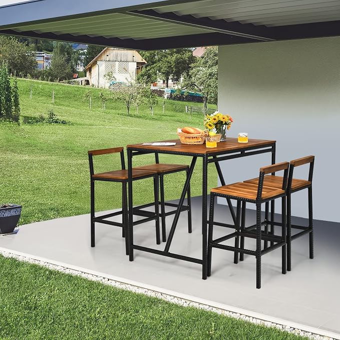 HAPPYGRILL 5 Pieces Patio Bar Table Set - Image 3