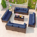 Kullavik 14 Pieces Outdoor Patio Furniture Set, Sectional Rattan Sofa Set Brown by KULLAVIK