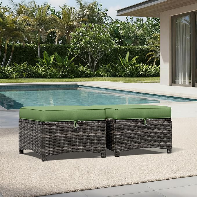 Joyside Outdoor Ottoman Set of 2, Patio Large Ottoman Foot Rest - Image 2