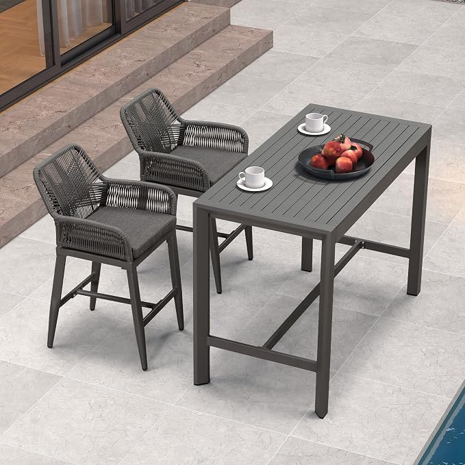 PURPLE LEAF Outdoor 24" Counter Height Bar Stools Chair Set of 2, All Weather - Image 7