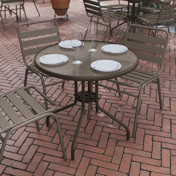 Flash Furniture Bellamy 31.5'' Round Indoor/Outdoor Tempered Glass Metal Frame - Image 7