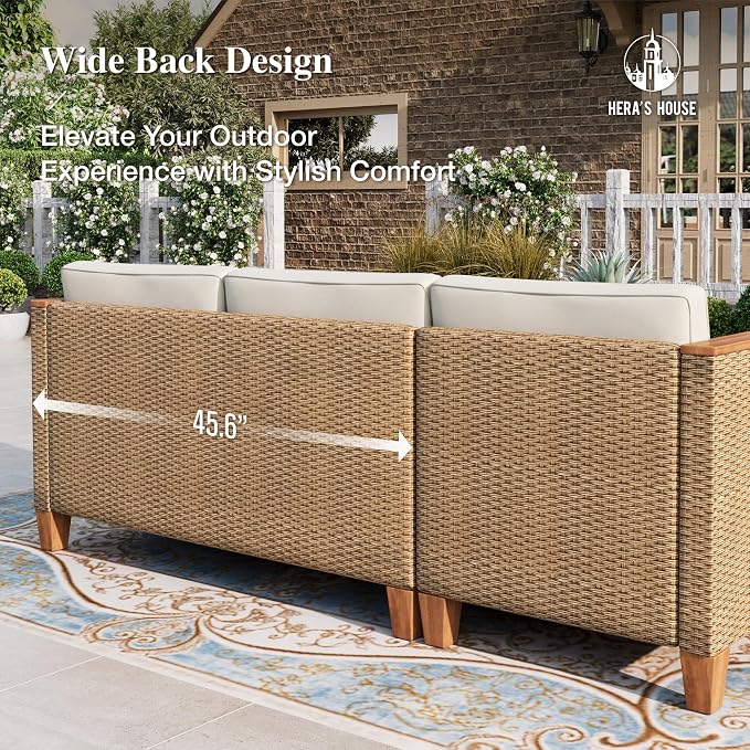 HERA'S HOUSE Small Patio Furniture Set, 3 Pieces Wicker Outdoor Sectional Sets - Image 6