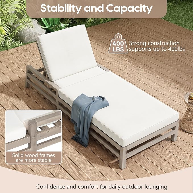 LUMISOL Patio Chaise Lounge Chair, 5-Position Adjustable Outdoor Chaise Lounge - Image 5