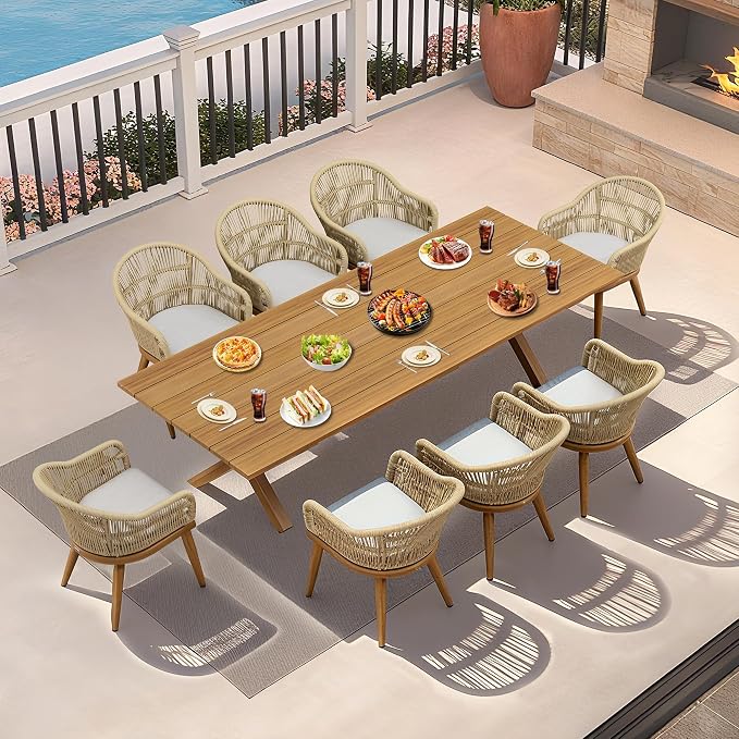 PURPLE LEAF 9 Piece Longer Patio Dining Set by PURPLELEAF