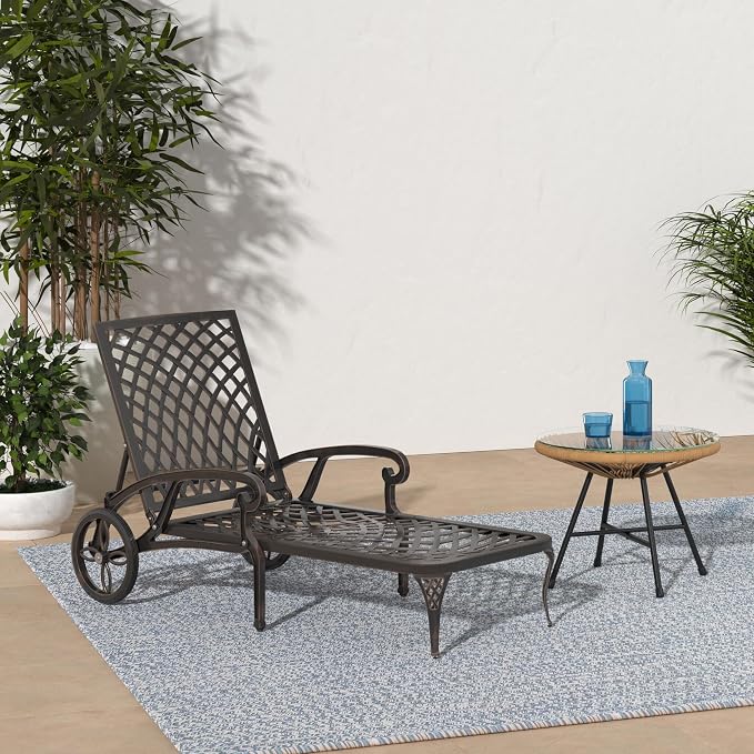 VINGLI Cast Aluminum Outdoor Chaise Lounge Chair - Image 2
