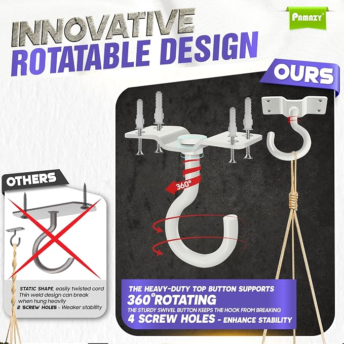200LBS 8Pcs Rotatable Ceiling Hooks - Image 3