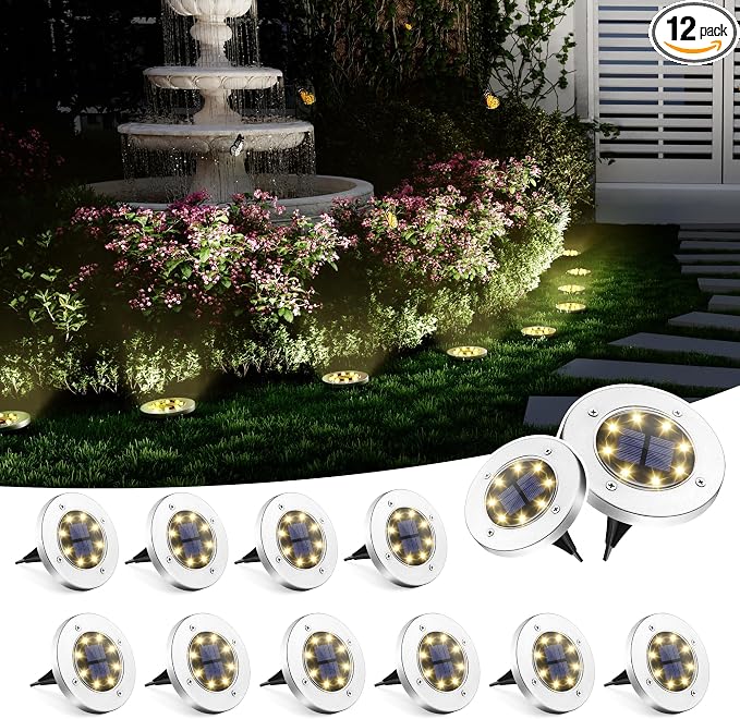 SOLPEX Solar Ground Lights, 12 Pack Solar Lights Outdoor Waterproof, 8 LED by Solpex