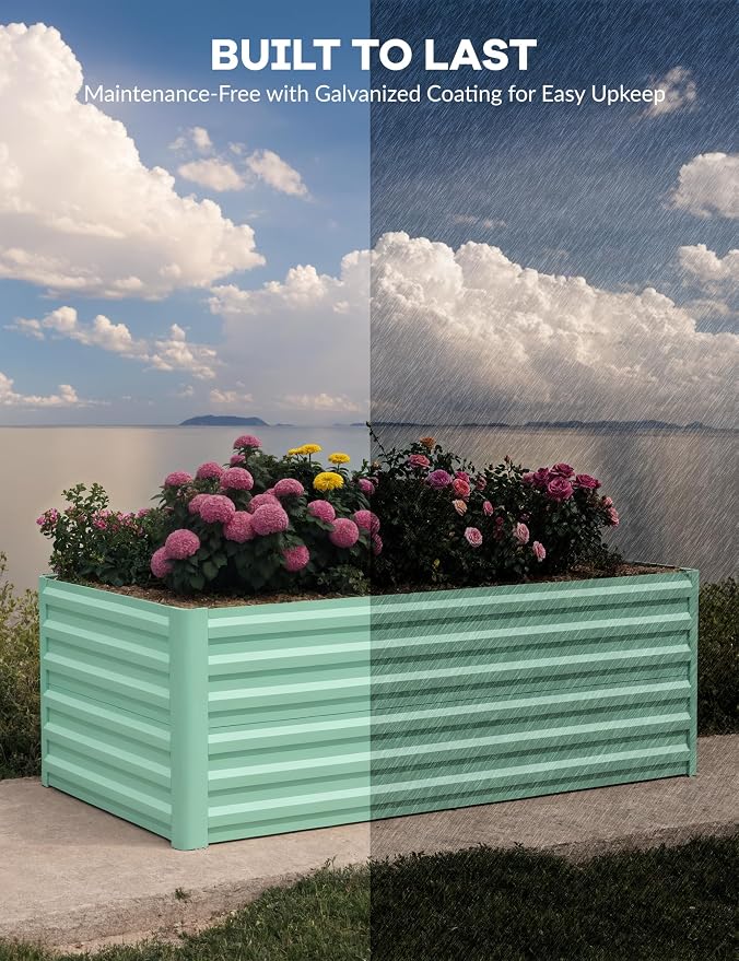 GarveeLife 6x3x2 ft Galvanized Raised Garden Bed, Rust-Resistant Raised Garden - Image 6
