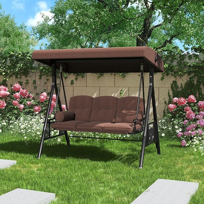 AECOJOY Outdoor Porch Swing, 3-Seat Porch Swing - Image 7