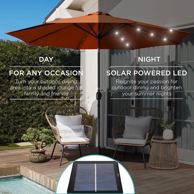Best Choice Products 10ft Solar Polyester LED Lighted Patio Umbrella w/Tilt - Image 3