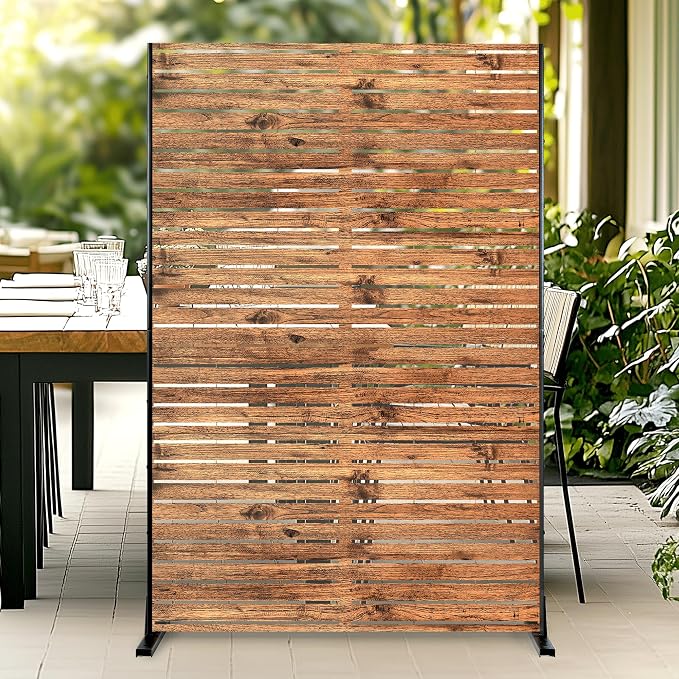 Metal Privacy Screen, Freestanding Decorative Privacy Screen by FENCY