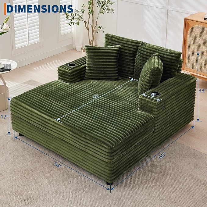 GarveeHome Oversized Chaise Lounge Chair Indoor, 56x60 in Comfortable Corduroy - Image 2