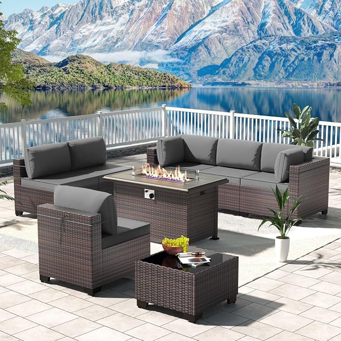 Kullavik 8 Pieces Outdoor Patio Furniture Set, Sectional Sofa Set by KULLAVIK