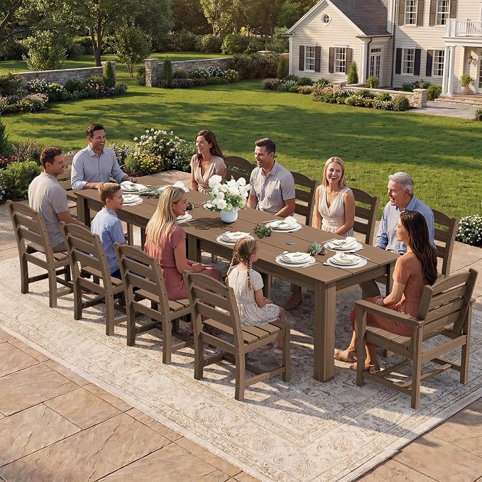 SERWALL Outdoor Dining Sets for 10, HDPE Dining Sets for 10 Person - Image 4