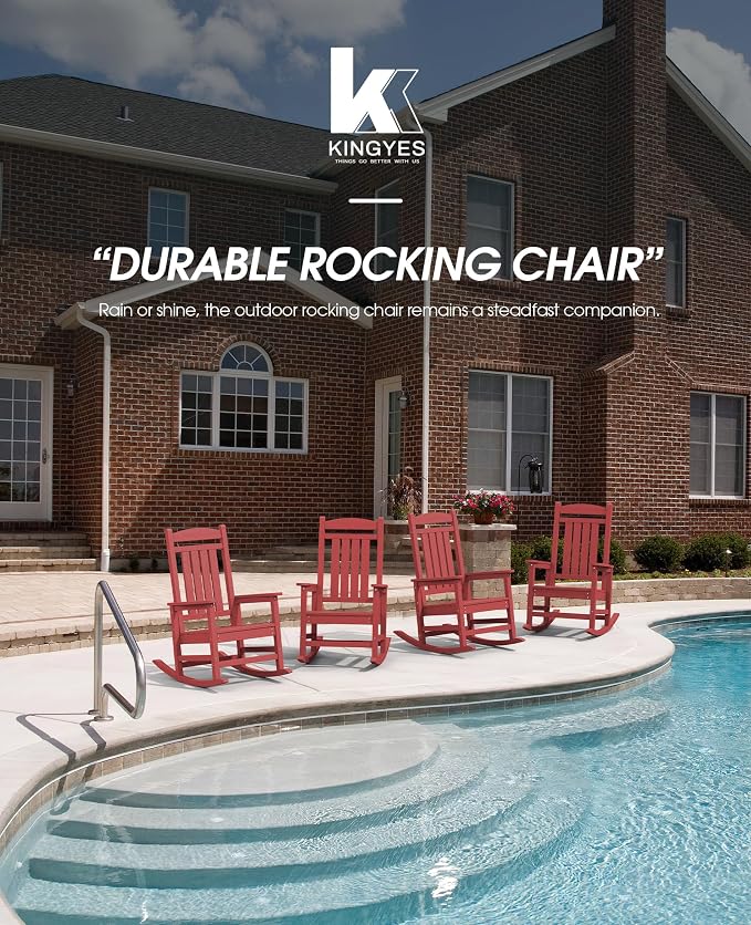 KINGYES Outdoor Rocking Chair Set of 2, High Density Polyethylene Patio Rocking - Image 9