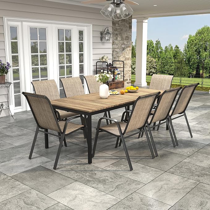 Patio Chairs Set of 8, Stackable Outdoor Dining Chairs - Image 6