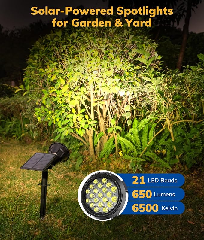 Solar Spot Lights for Outside, 21 LED Outdoor Solar Lights for Yard, 4 Pack - Image 5