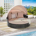 Merax 5 Pieces Outdoor Patio Round Daybed Furniture, All-Weather Wicker by Merax