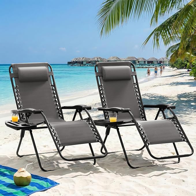 Homall Zero Gravity Chair Patio Folding Lawn Outdoor Lounge Gravity Camp - Image 6