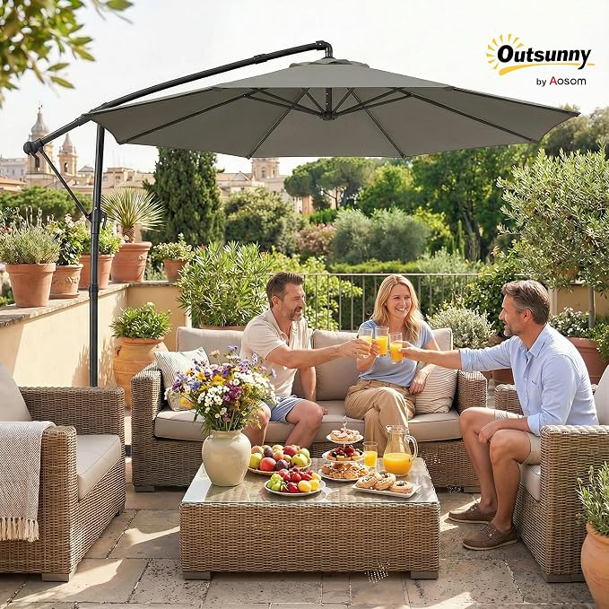 Outsunny 10 ft Offset Patio Umbrella - Image 2